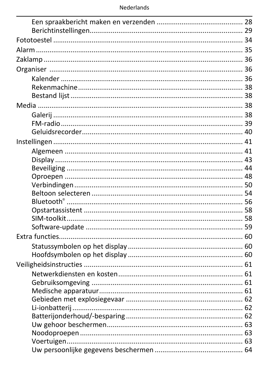 NederlandsEen spraakbericht maken en verzenden ............................................. 28Berichtinstellingen..............
