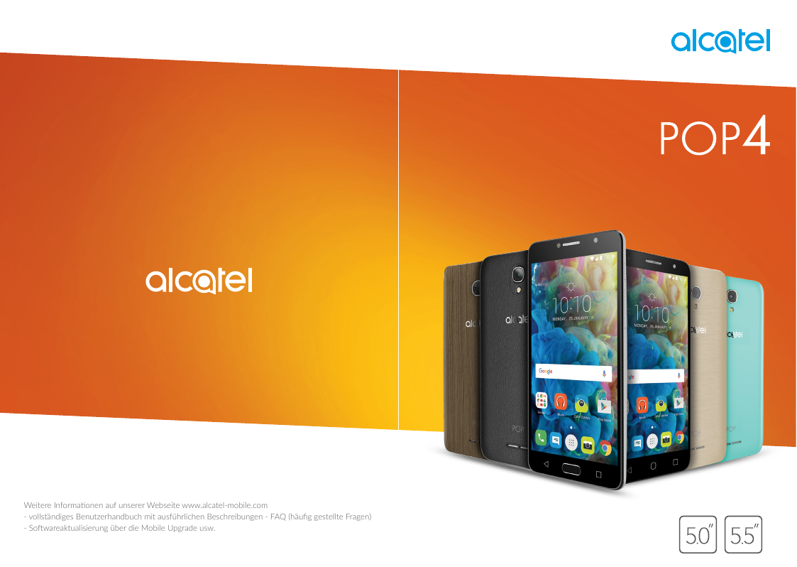 Weitere Informationen auf unserer Webseite www.alcatel-mobile.com- vollständiges Benutzerhandbuch mit ausführlichen Beschreibung