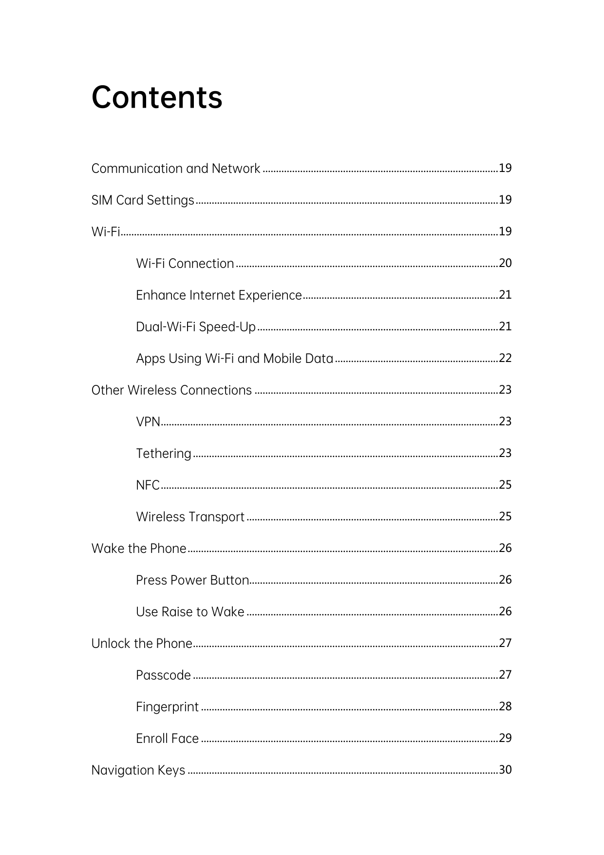ContentsCommunication and Network ........................................................................................ 19SIM