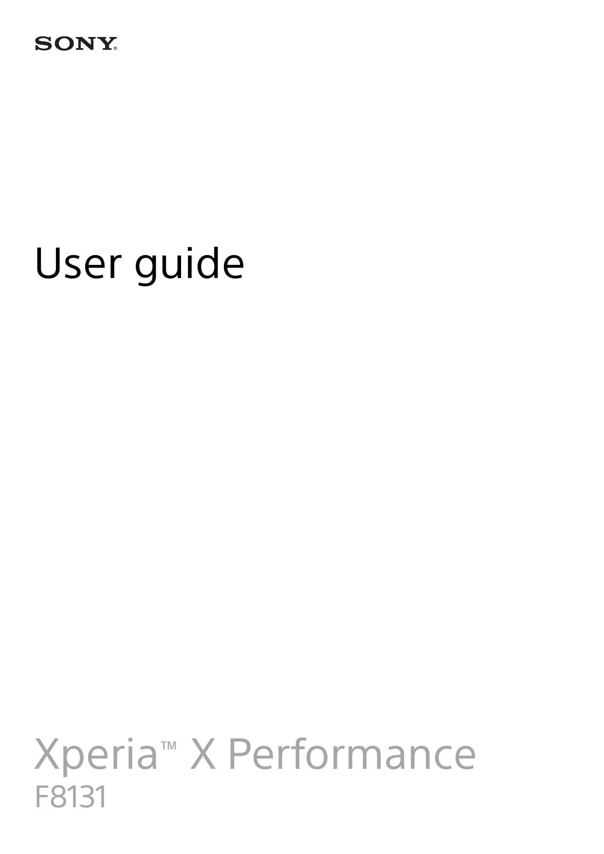 User guideXperia™ X PerformanceF8131