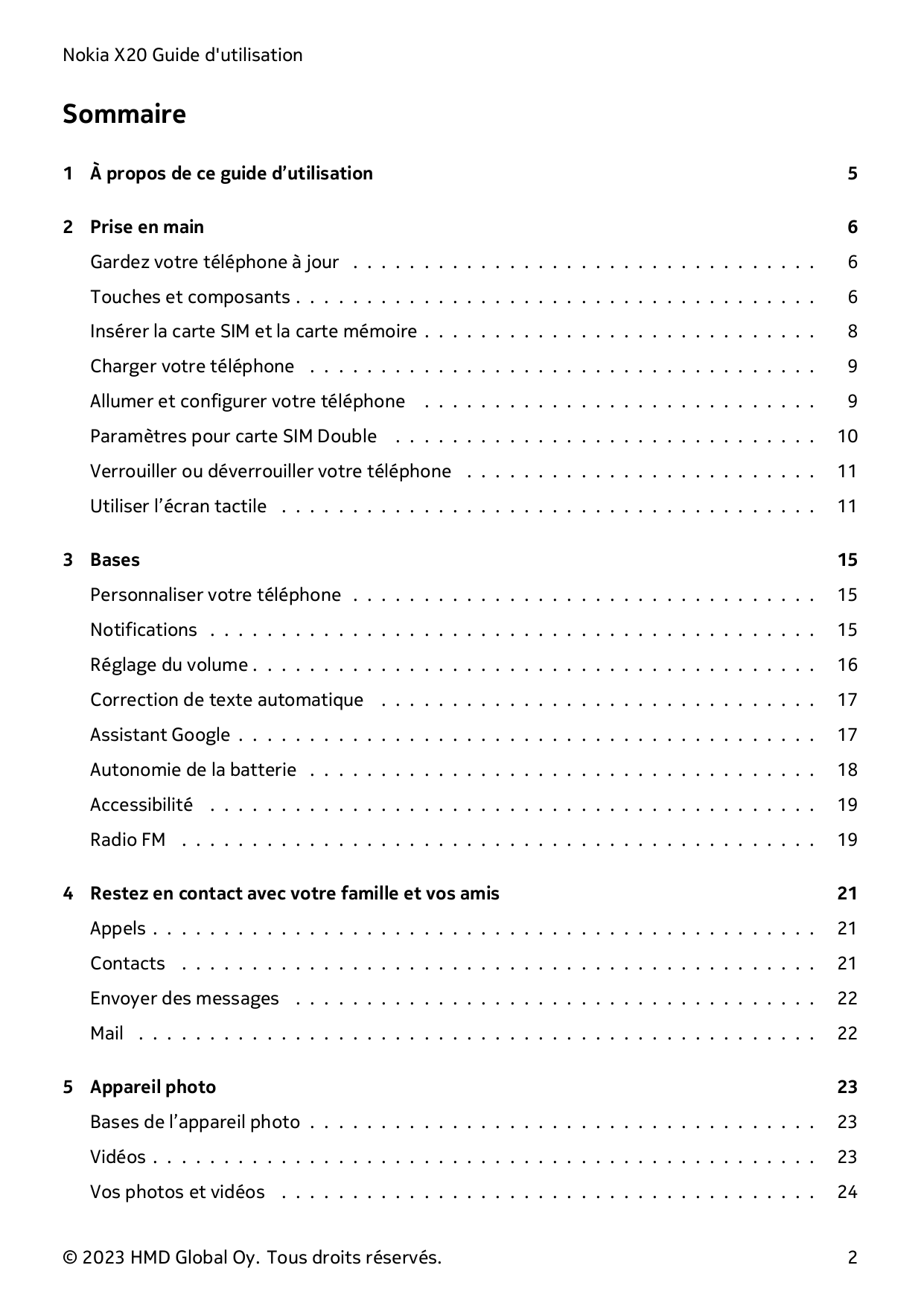 Nokia X20 Guide d'utilisationSommaire1 À propos de ce guide d’utilisation52 Prise en main6Gardez votre téléphone à jour . . . . 