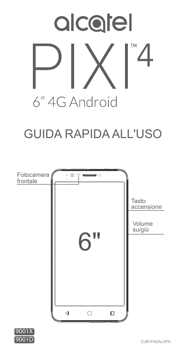 GUIDA RAPIDA ALL'USOFotocamerafrontaleTastoaccensione6"9001X9001DVolumesu/giùCJB1FA0ALAFA