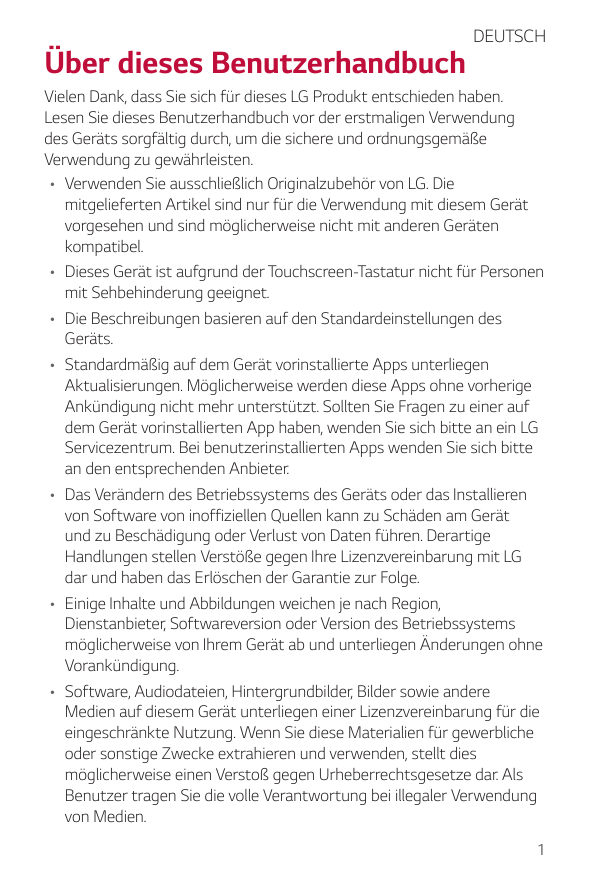 Über dieses BenutzerhandbuchDEUTSCHVielen Dank, dass Sie sich für dieses LG Produkt entschieden haben.Lesen Sie dieses Benutzerh