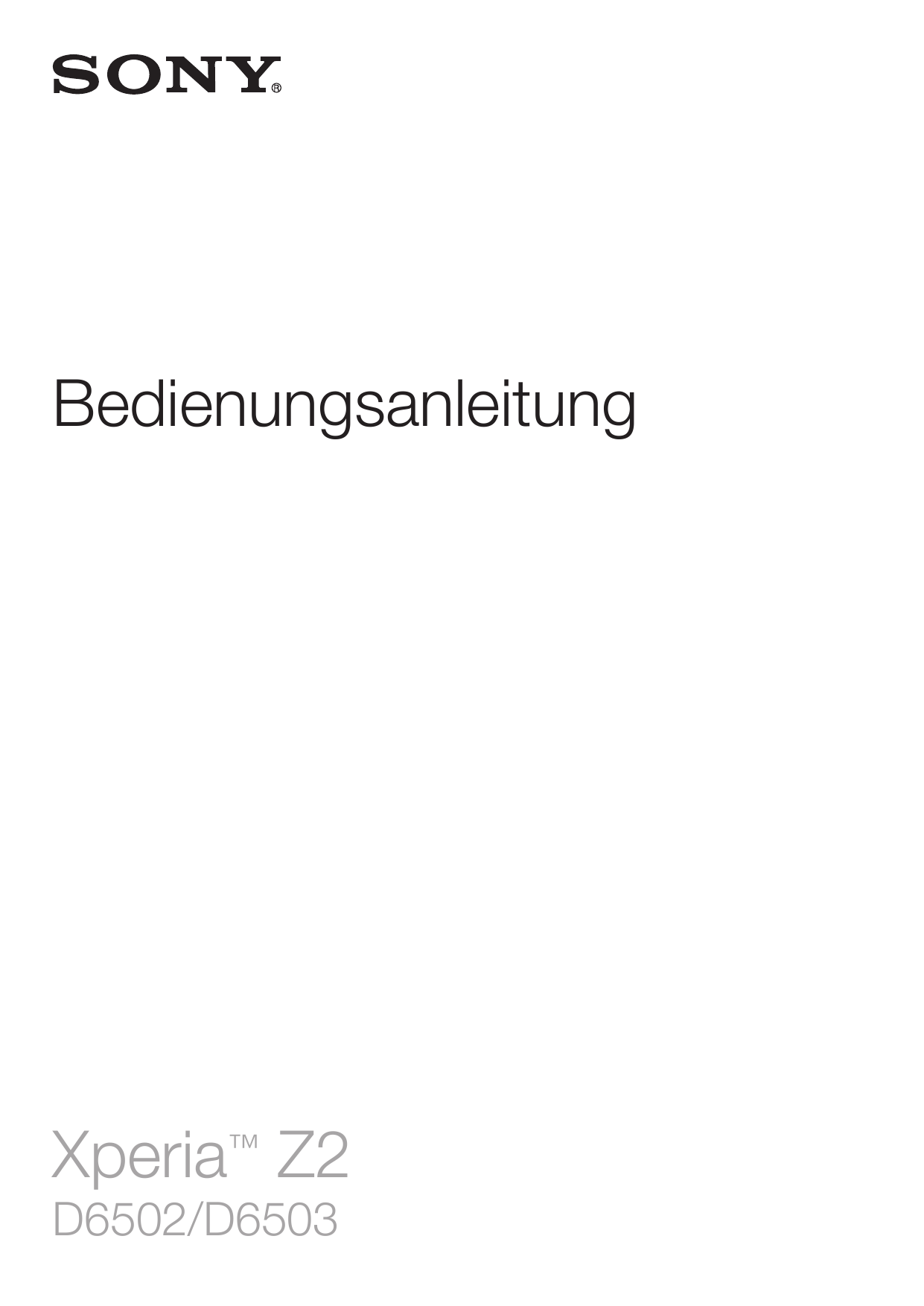 BedienungsanleitungXperia™ Z2D6502/D6503
