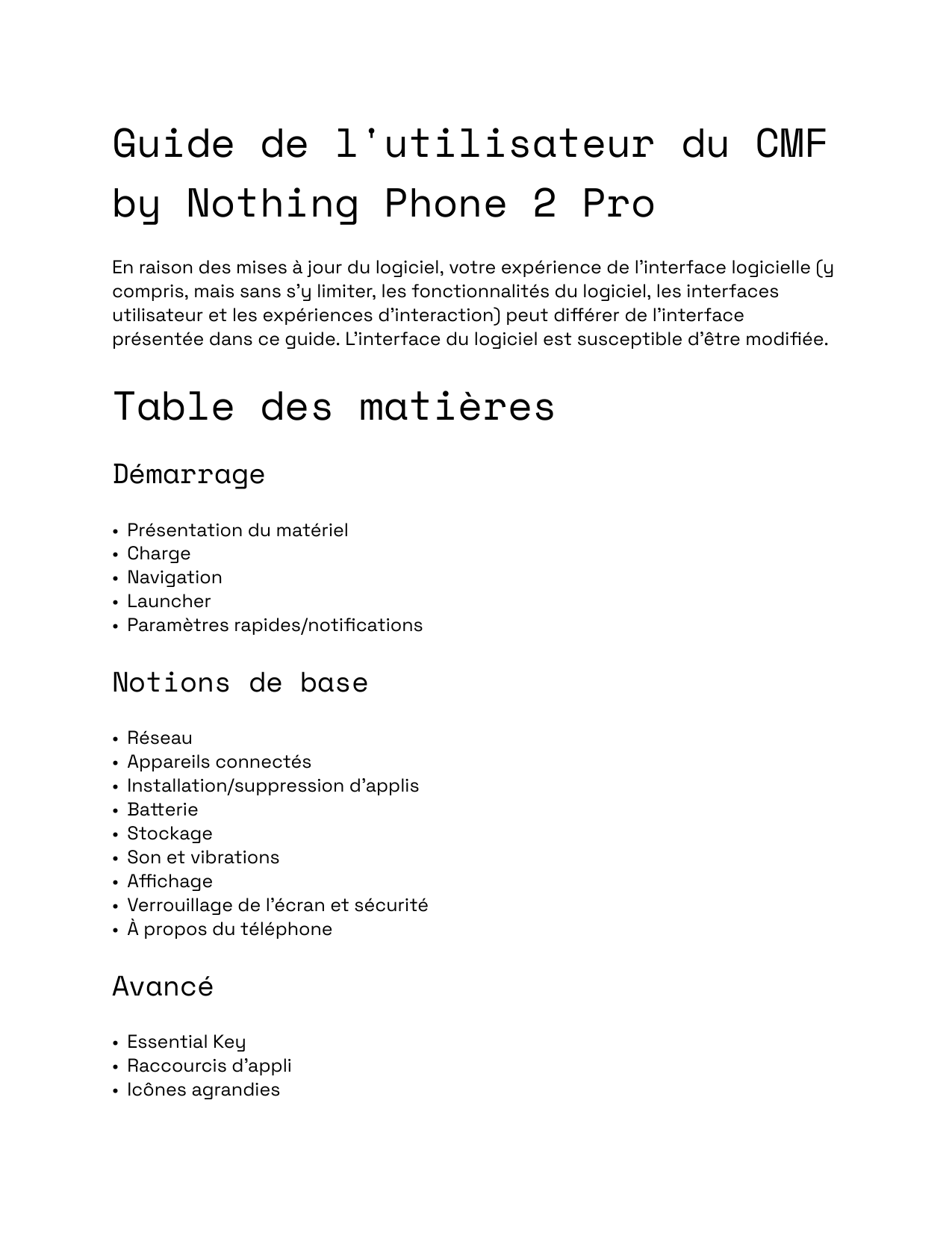 Guide de l'utilisateur du CMFby Nothing Phone 2 ProEn raison des mises à jour du logiciel, votre expérience de l'interface logic