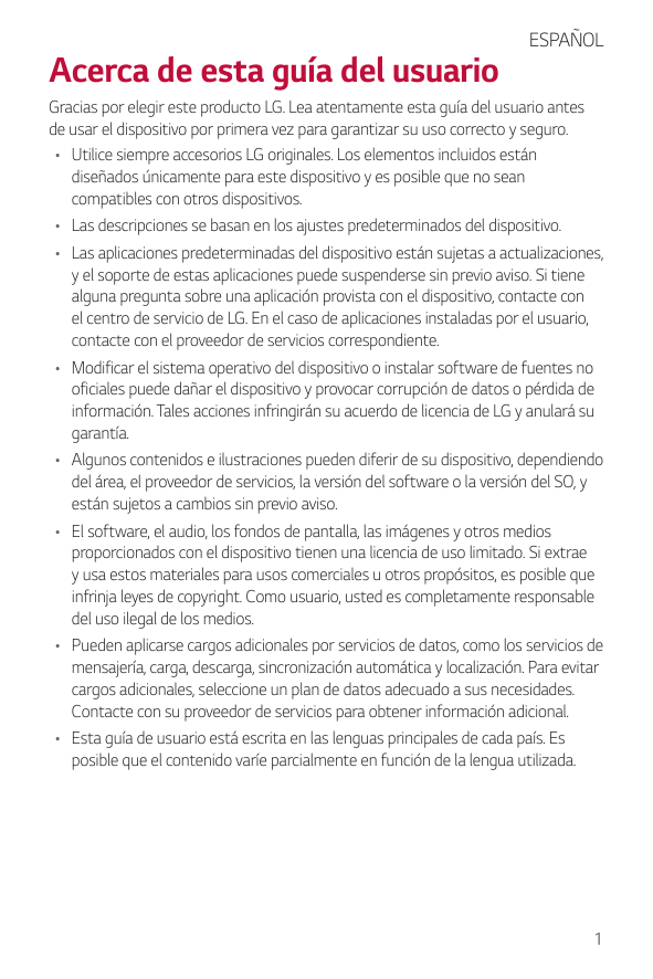 Acerca de esta guía del usuarioESPAÑOLGracias por elegir este producto LG. Lea atentamente esta guía del usuario antesde usar el