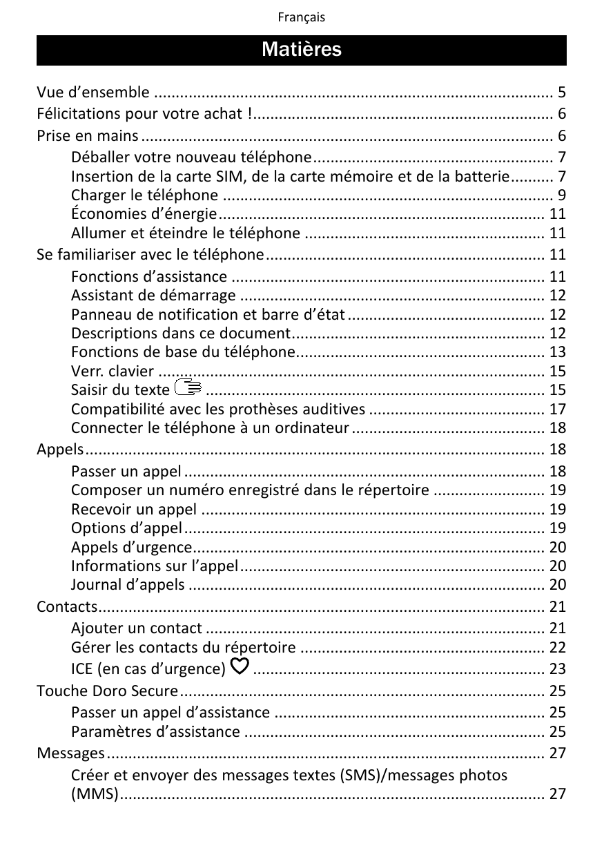 FrançaisMatièresVue d’ensemble ............................................................................................. 5Fé