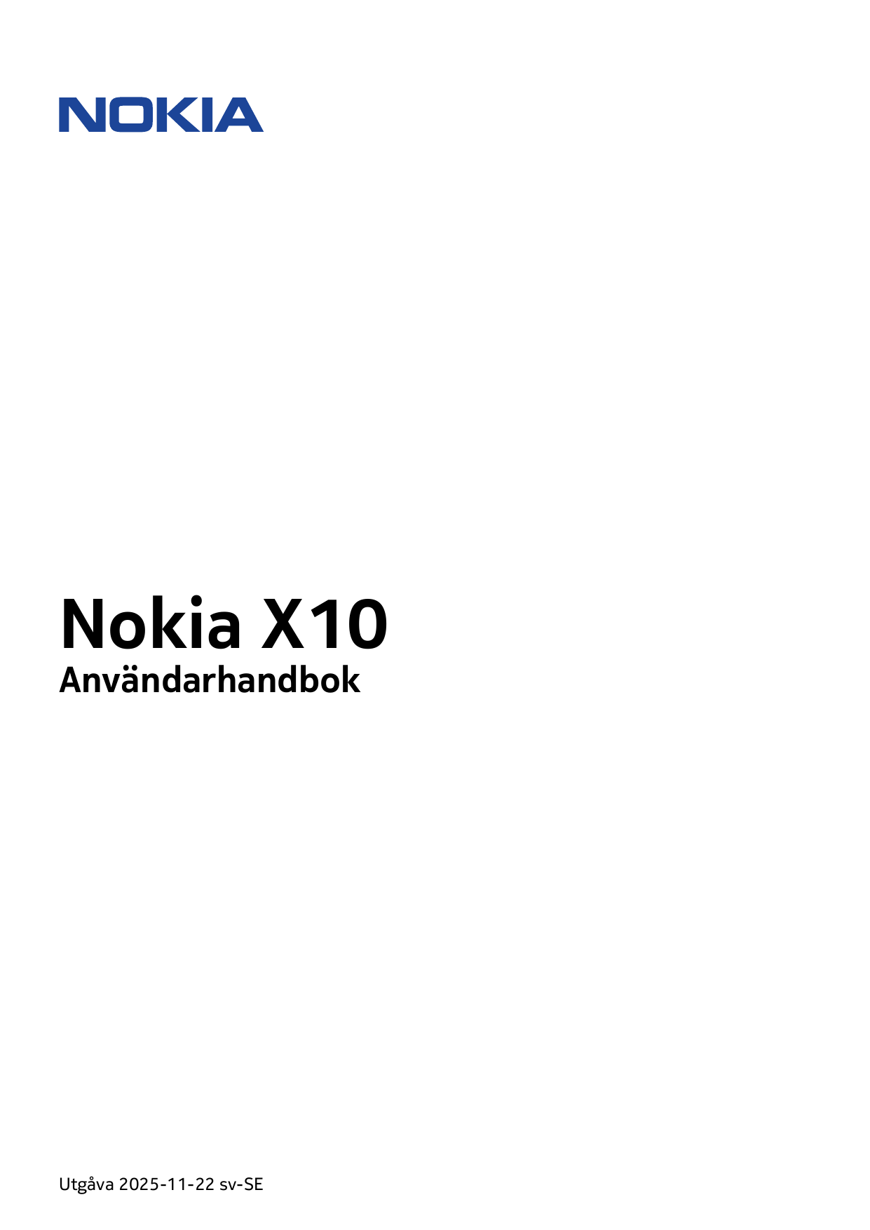 Nokia X10AnvändarhandbokUtgåva 2025-11-22 sv-SE