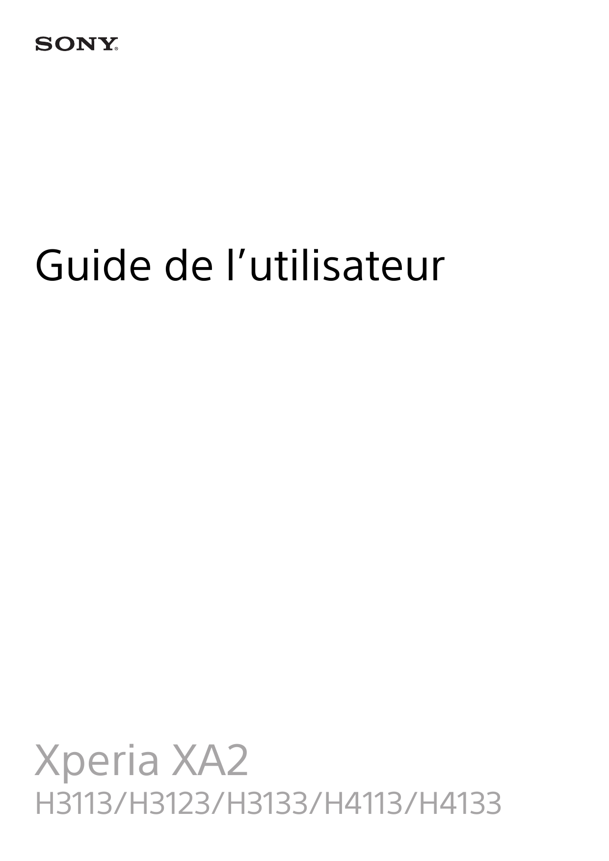 Guide de l’utilisateurXperia XA2H3113/H3123/H3133/H4113/H4133