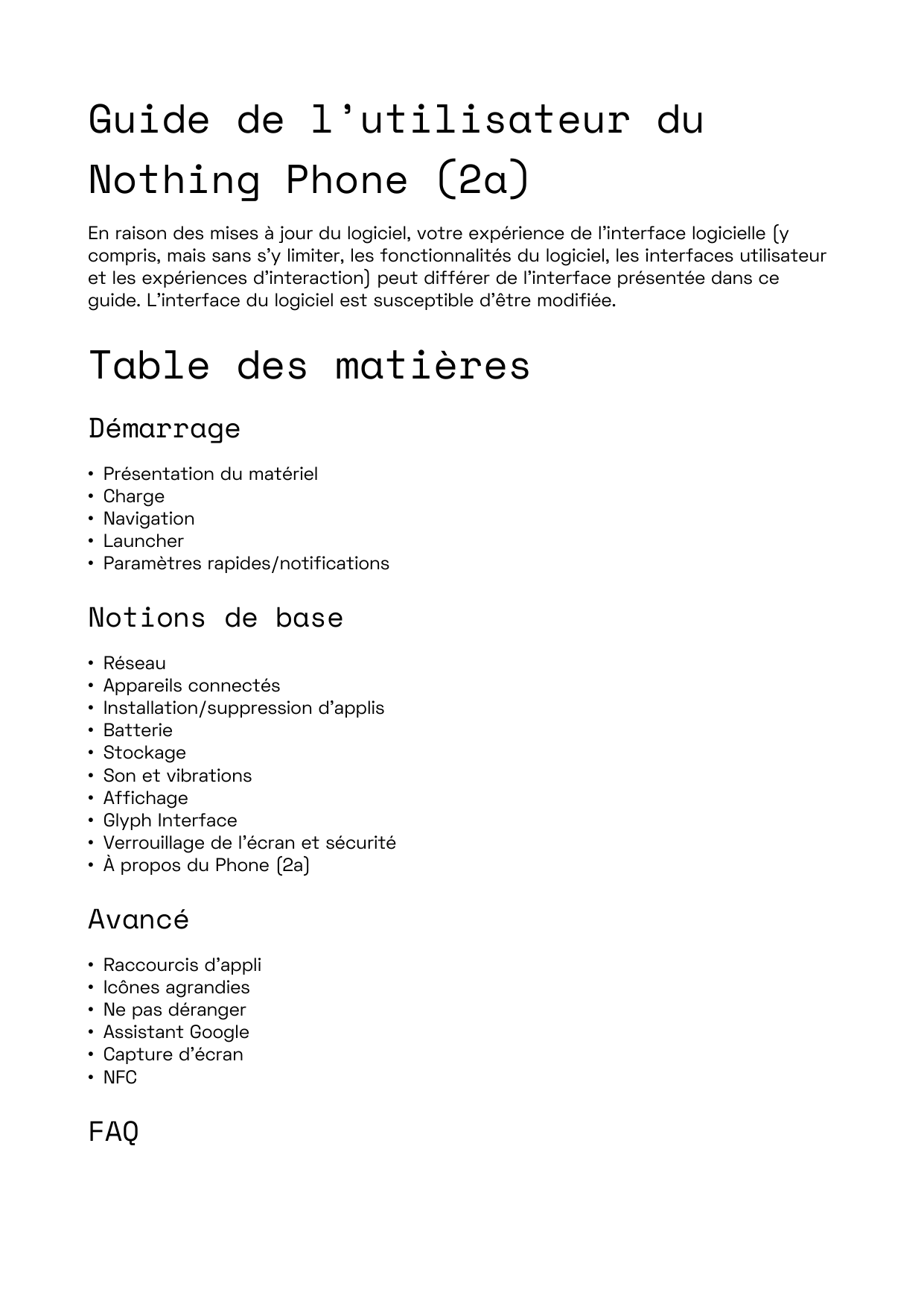 Guide de l’utilisateur duNothing Phone (2a)En raison des mises àjour du logiciel, votre expérience de l'interface logicielle (yc