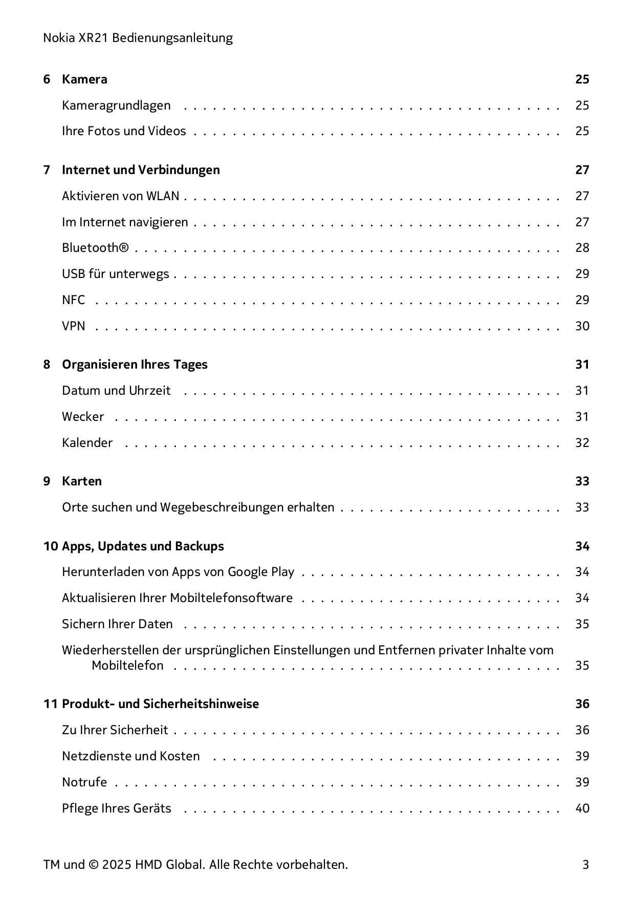 Nokia XR21 Bedienungsanleitung6 Kamera25Kameragrundlagen . . . . . . . . . . . . . . . . . . . . . . . . . . . . . . . . . . . .